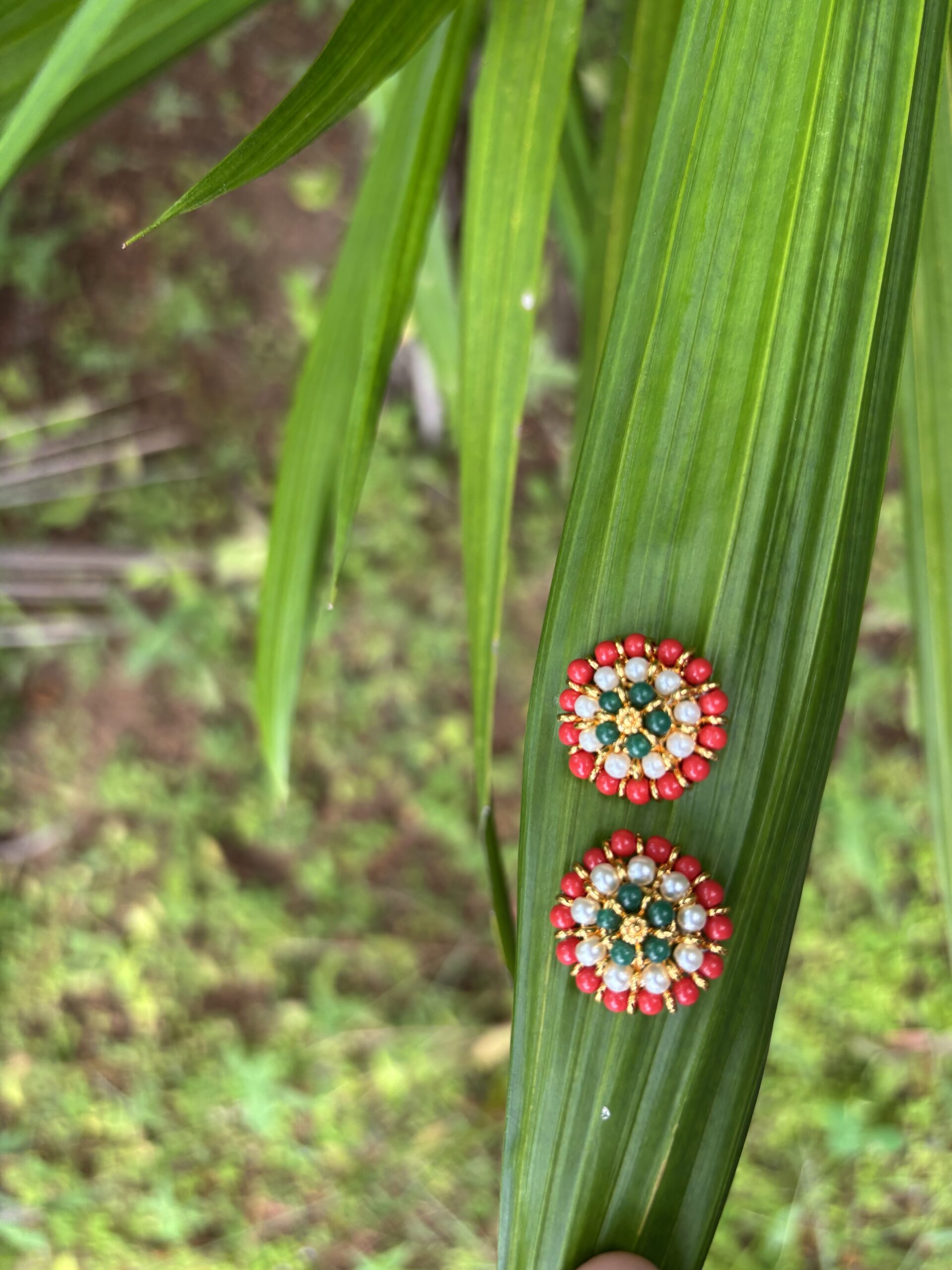 Tricolor Floral Pearl Earring