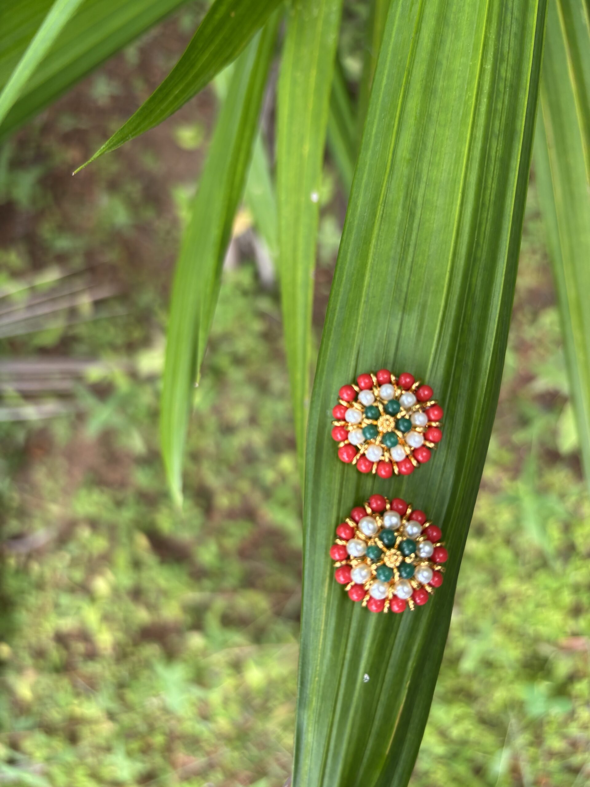 Tricolor Floral Pearl Earring