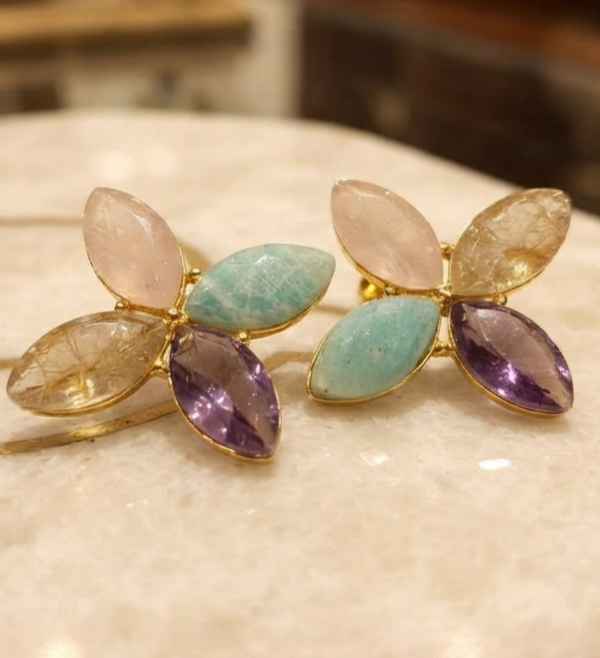 Earth & Ether Marquise Gemstone Cluster Earrings