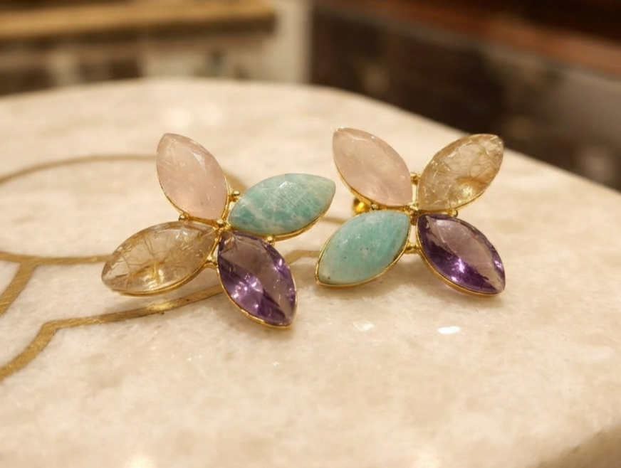 Earth & Ether Marquise Gemstone Cluster Earrings