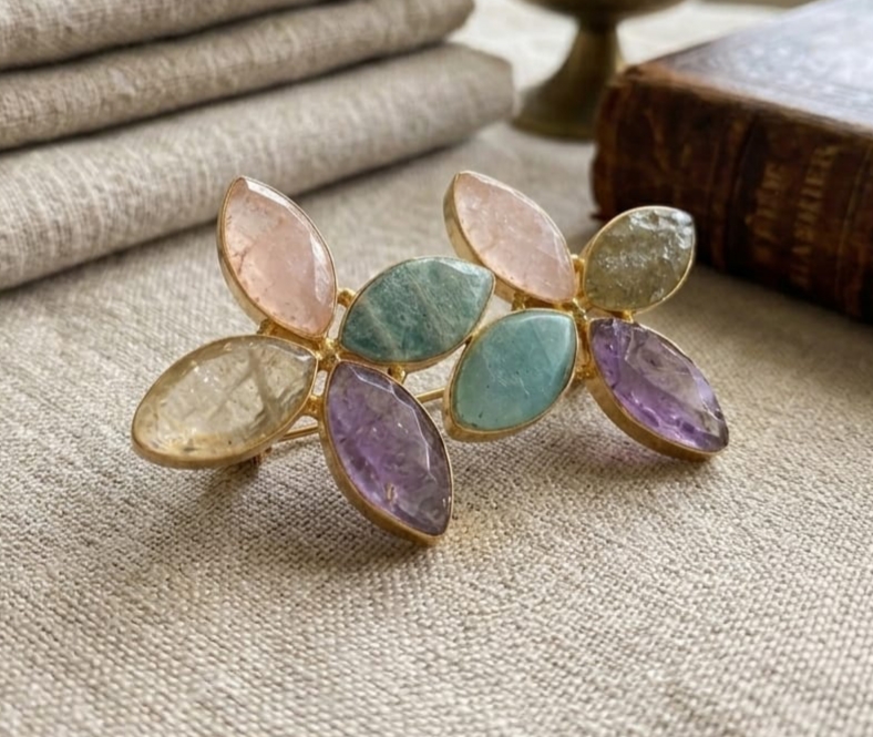 Earth & Ether Marquise Gemstone Cluster Earrings