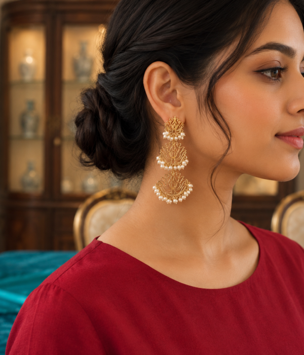 Pearl Lotus Cascade Earrings
