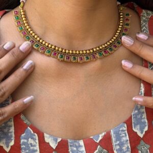 Nia Ruby Emerald Choker set