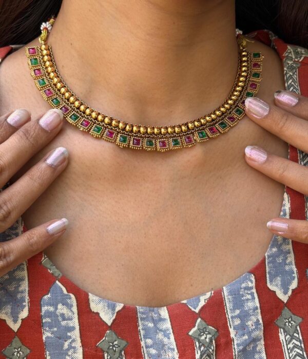 Nia Ruby Emerald Choker set