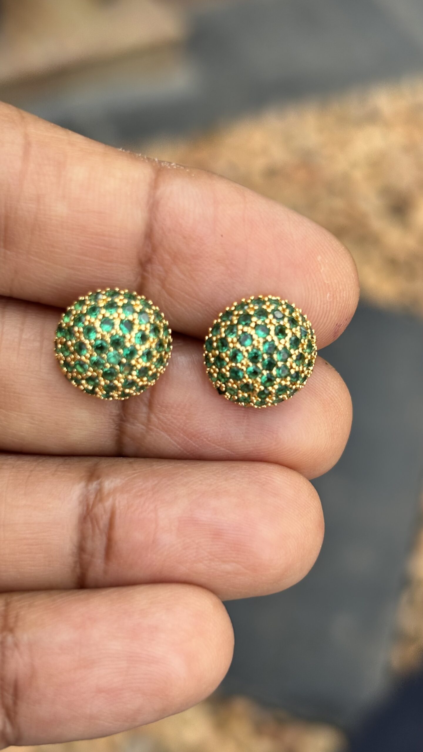 Emerald Aura Studs